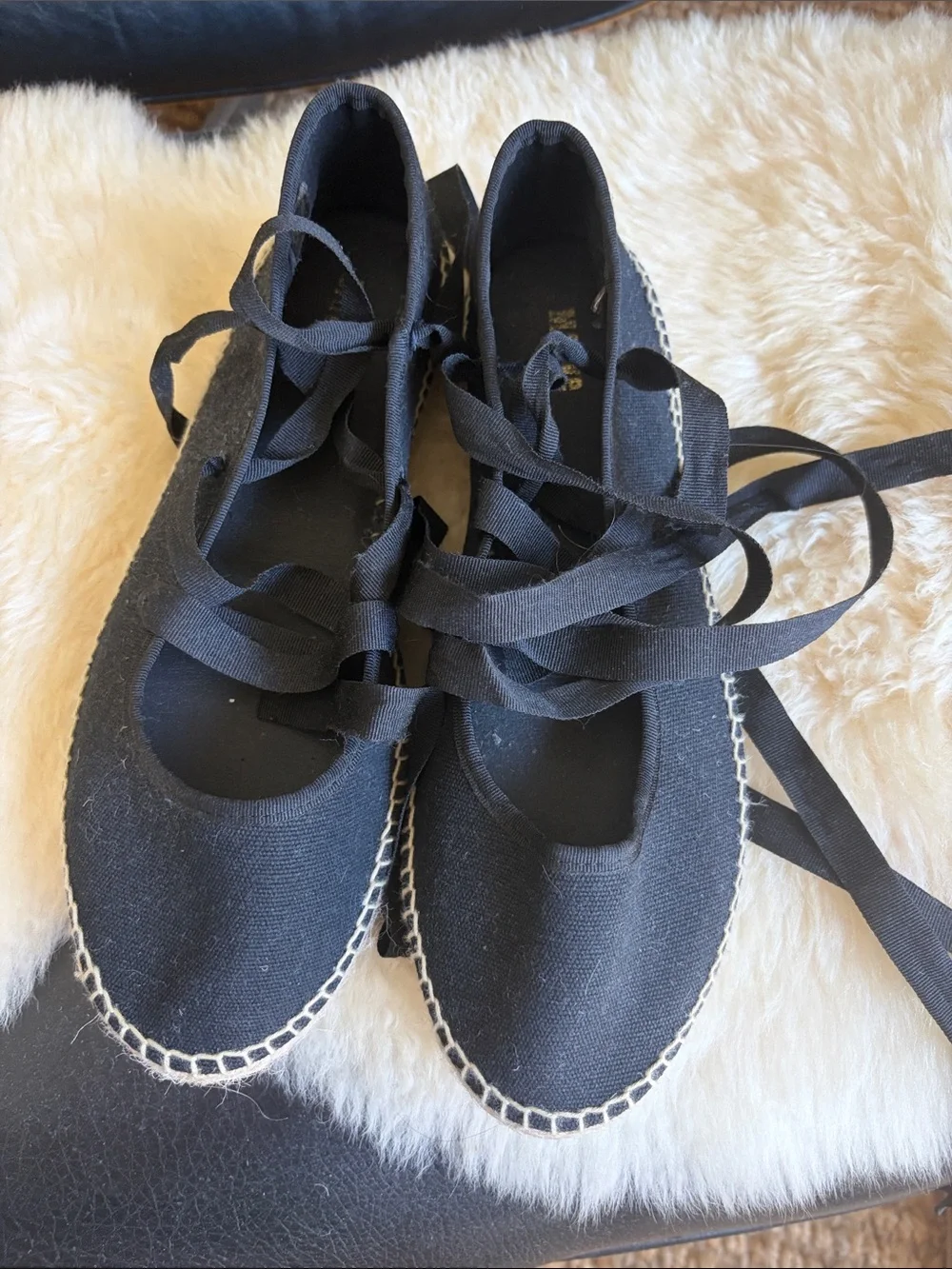 Maeve Black Lace-Up Espadrille Flats